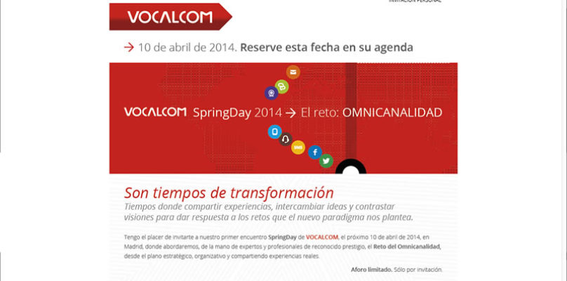 Organización de eventos: invitación al evento, enviada vía correo electrónico.
